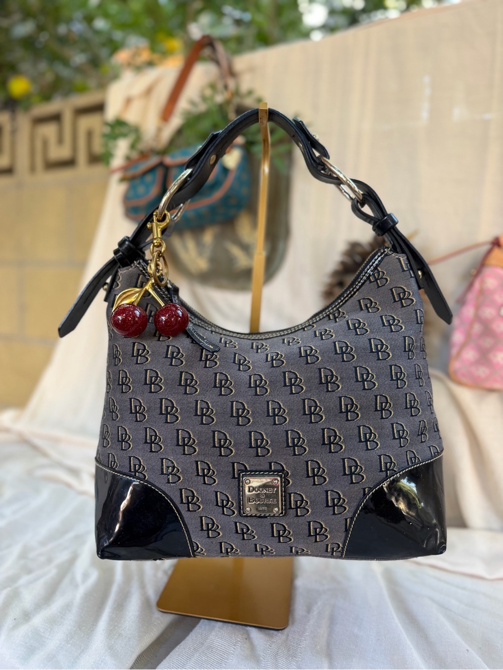 Dooney & Bourke Black Logo Hobo Bag